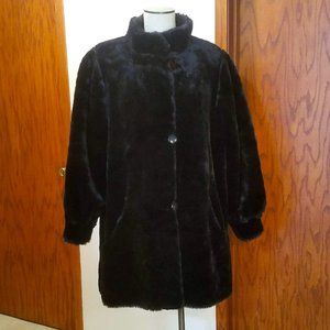 Black Faux Fur J Percy Woman's Coat Reversible M